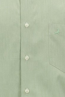 Koyu Yeşil Kısa Kol Regular Fit Cepli Desenli Pamuk Gömlek