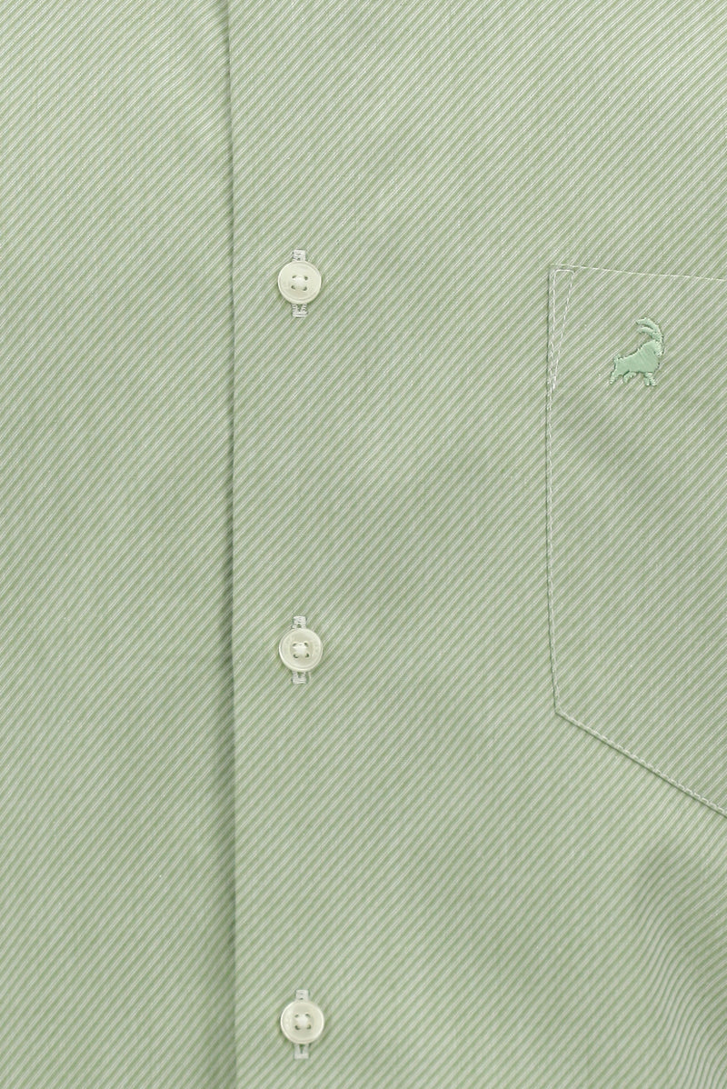 Koyu Yeşil Kısa Kol Regular Fit Cepli Desenli Pamuk Gömlek