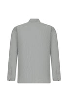 Orta Lacivert Uzun Kol Slim Fit Dar Kesim Klasik Çizgili Pamuk Gömlek