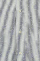 Orta Lacivert Uzun Kol Slim Fit Dar Kesim Klasik Çizgili Pamuk Gömlek