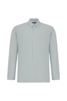 Açık Mavi Uzun Kol Slim Fit Dar Kesim Klasik Çizgili Pamuk Gömlek