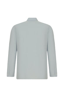 Açık Mavi Uzun Kol Slim Fit Dar Kesim Klasik Çizgili Pamuk Gömlek