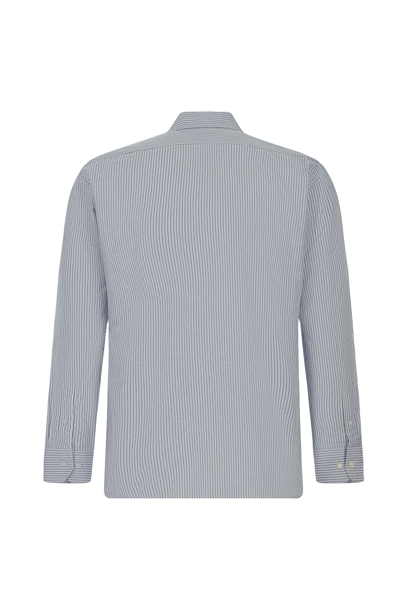 Mavi Uzun Kol Slim Fit Dar Kesim Klasik Çizgili Pamuk Gömlek