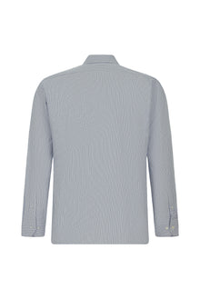 Mavi Uzun Kol Slim Fit Dar Kesim Klasik Çizgili Pamuk Gömlek