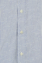 Mavi Uzun Kol Slim Fit Dar Kesim Klasik Çizgili Pamuk Gömlek