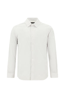 Beyaz Uzun Kol Slim Fit Dar Kesim Kolay Ütülenebilir Pamuklu Baskılı Gömlek