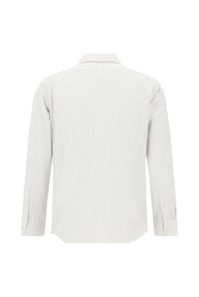 Beyaz Uzun Kol Slim Fit Dar Kesim Kolay Ütülenebilir Pamuklu Baskılı Gömlek