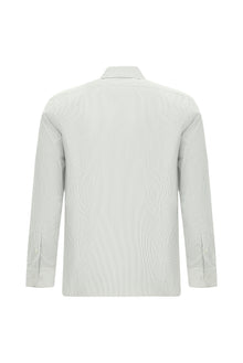 Orta Lacivert Uzun Kol Slim Fit Dar Kesim Klasik Çizgili Pamuk Gömlek