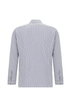 Koyu Lacivert Uzun Kol Slim Fit Dar Kesim Çizgili Lyocell Gömlek