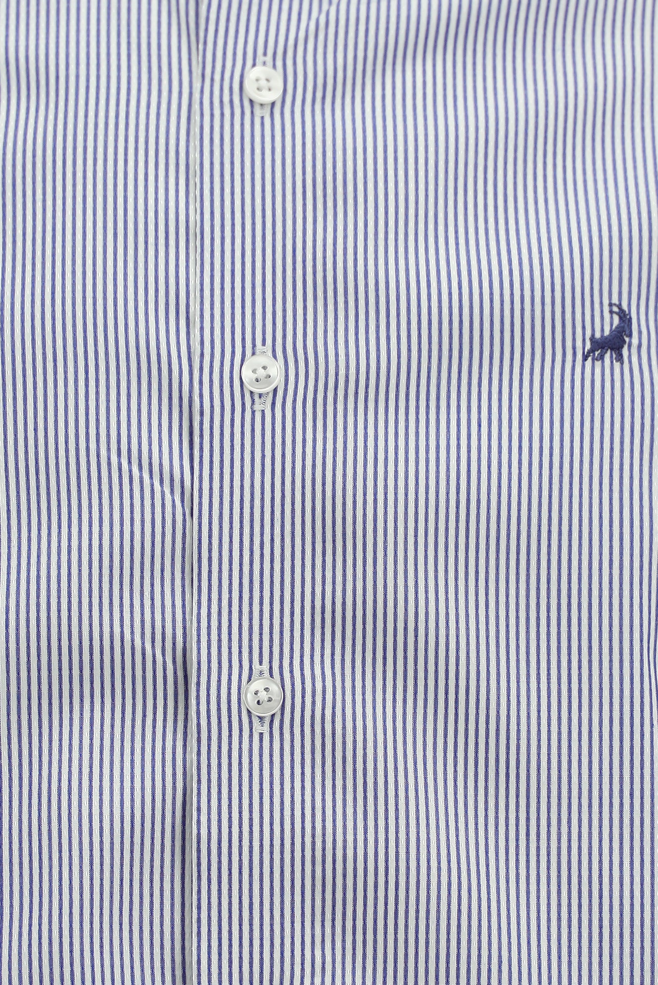 Koyu Lacivert Uzun Kol Slim Fit Dar Kesim Çizgili Lyocell Gömlek