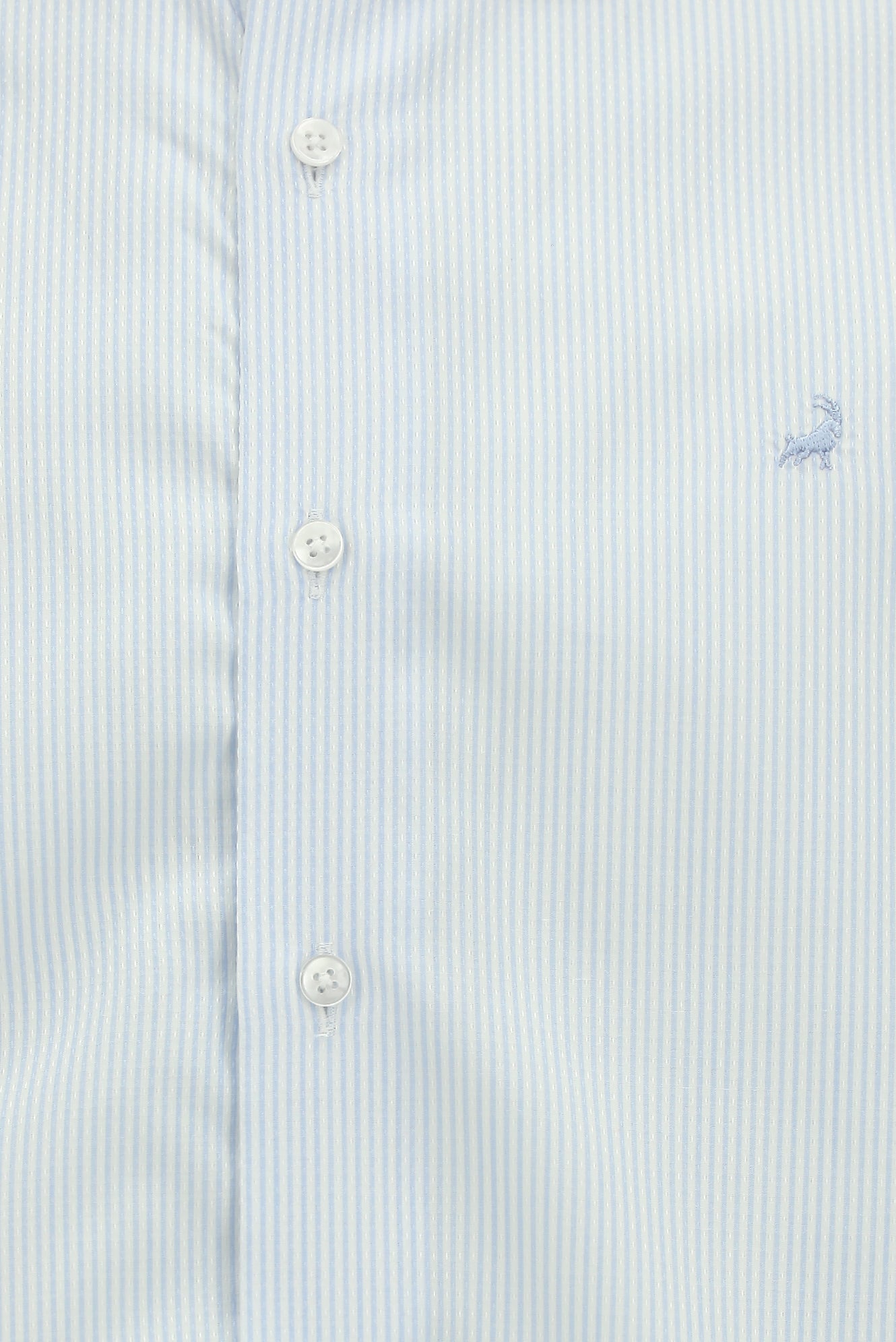 Uçuk Mavi Uzun Kol Slim Fit Dar Kesim Çizgili Lyocell Gömlek