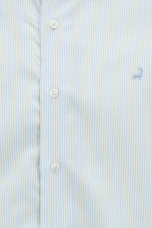 Uçuk Mavi Uzun Kol Slim Fit Dar Kesim Çizgili Lyocell Gömlek