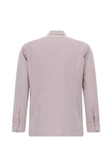 Açık Bordo Uzun Kol Slim Fit Dar Kesim Klasik Çizgili Lyocell Gömlek