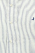 Koyu Lacivert Uzun Kol Slim Fit Dar Kesim Klasik Çizgili Lyocell Gömlek