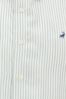 Koyu Lacivert Uzun Kol Slim Fit Dar Kesim Klasik Çizgili Lyocell Gömlek