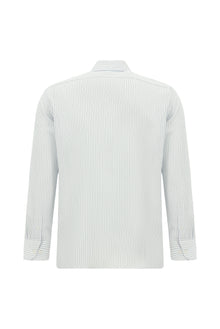 Mavi Uzun Kol Slim Fit Dar Kesim Klasik Çizgili Lyocell Gömlek