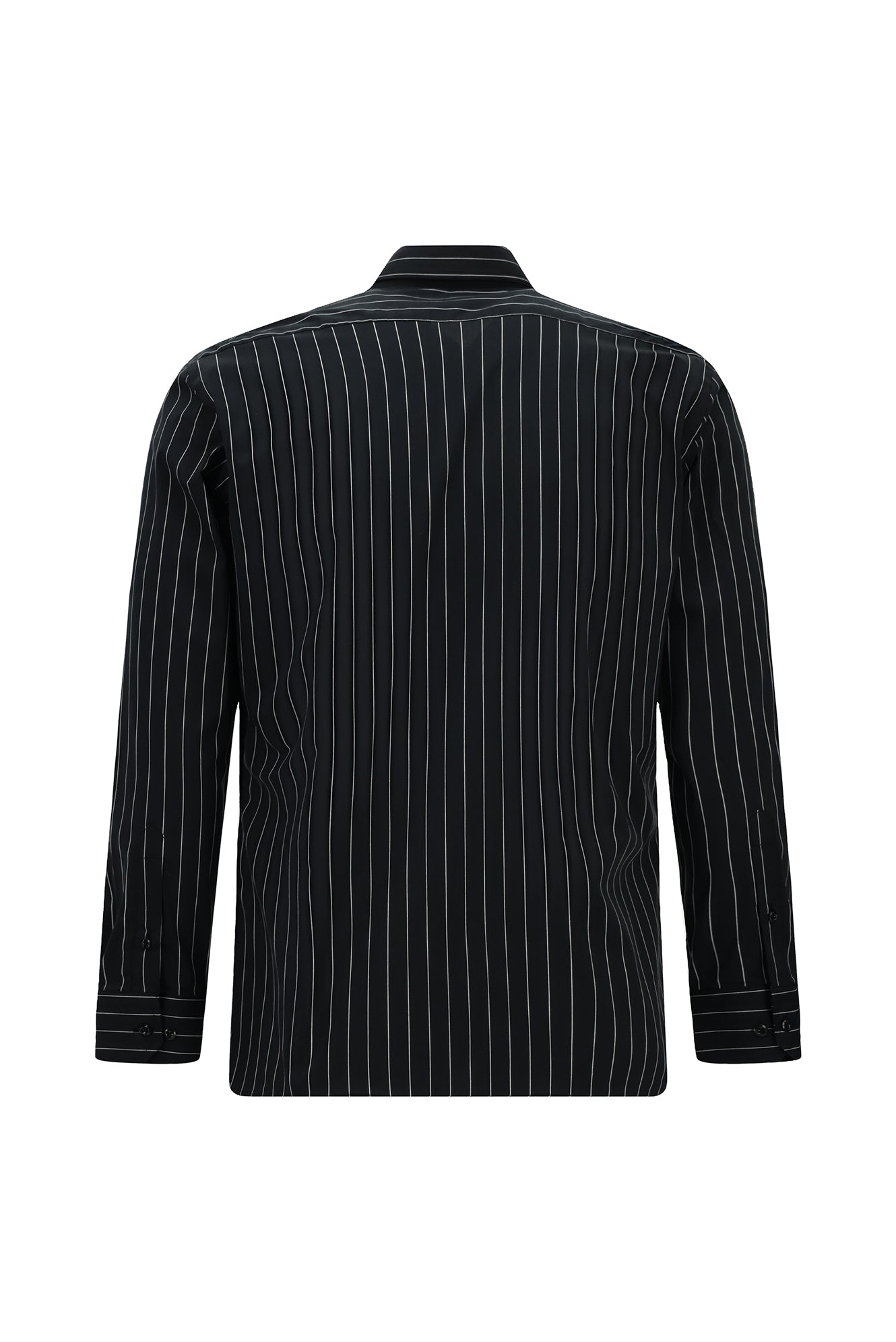 Siyah Flex Suit Uzun Kol Slim Fit Dar Kesim Pamuklu Çizgili Gömlek