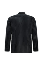 Siyah Flex Suit Uzun Kol Slim Fit Dar Kesim Pamuklu Çizgili Gömlek