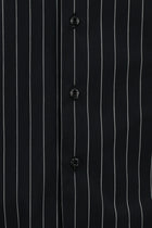 Siyah Flex Suit Uzun Kol Slim Fit Dar Kesim Pamuklu Çizgili Gömlek