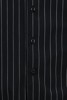 Siyah Flex Suit Uzun Kol Slim Fit Dar Kesim Pamuklu Çizgili Gömlek