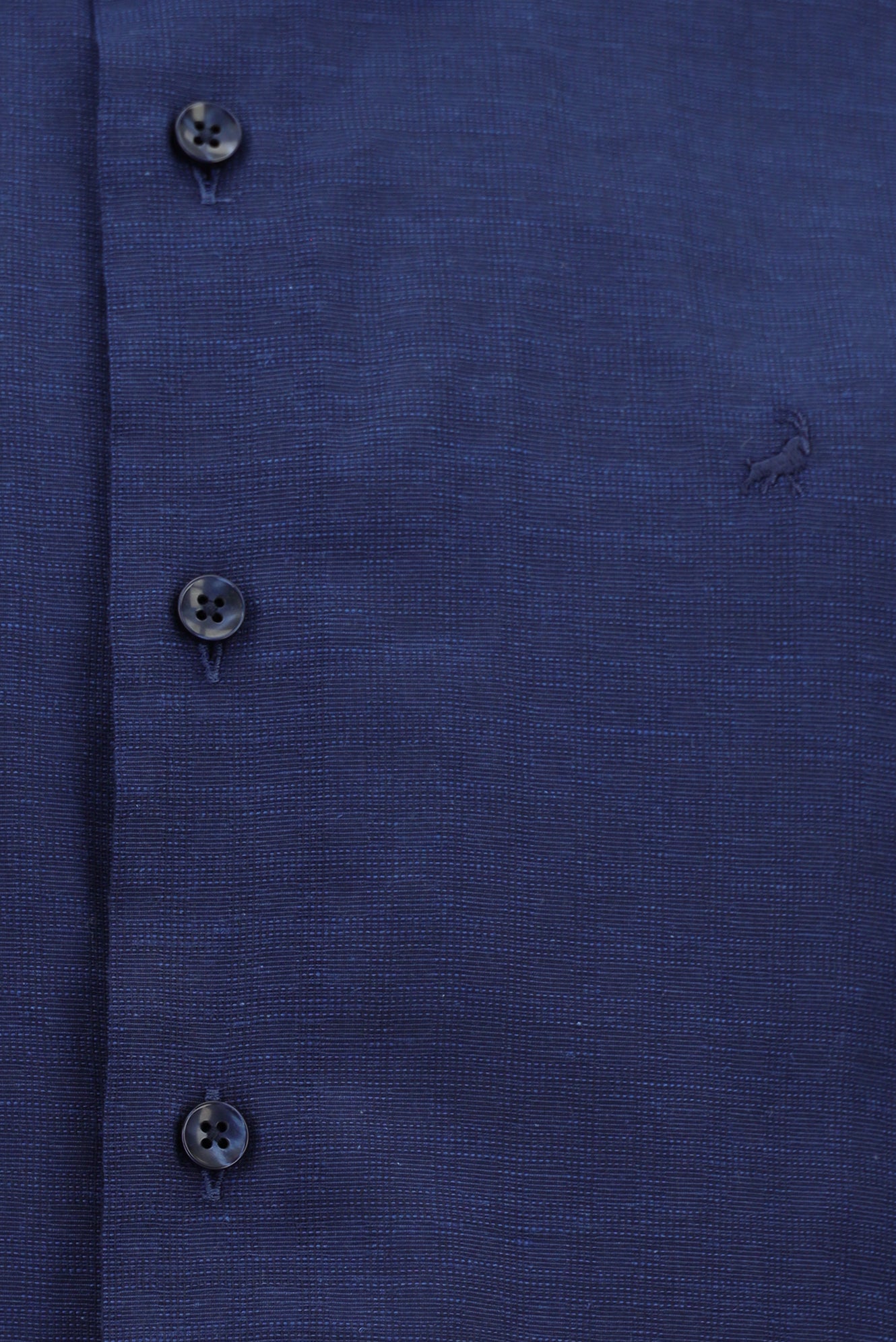 Orta Lacivert Kısa Kol Slim Fit Dar Kesim Desenli Pamuk Gömlek