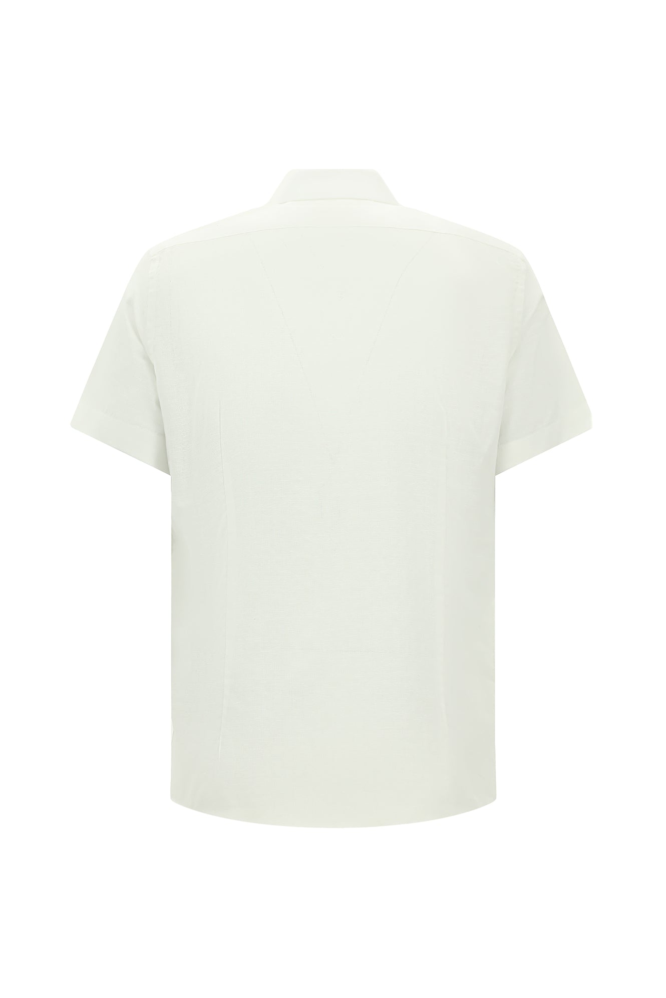 Beyaz Kısa Kol Slim Fit Dar Kesim Desenli Pamuk Gömlek