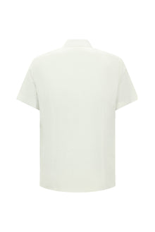 Beyaz Kısa Kol Slim Fit Dar Kesim Desenli Pamuk Gömlek