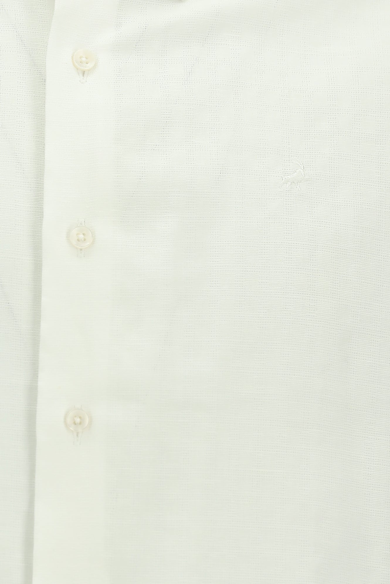 Beyaz Kısa Kol Slim Fit Dar Kesim Desenli Pamuk Gömlek
