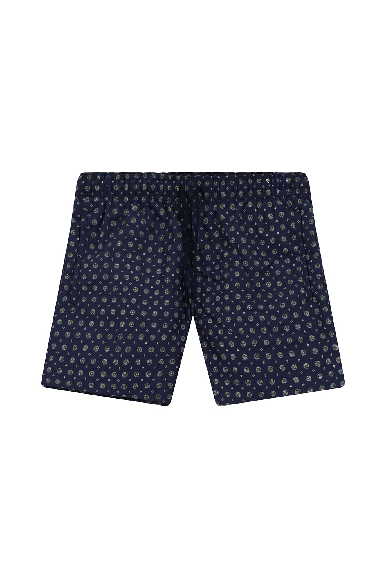 Koyu Lacivert Desenli Deniz Şortu