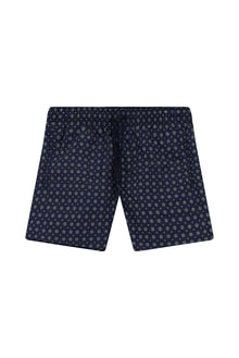 Koyu Lacivert Desenli Deniz Şortu