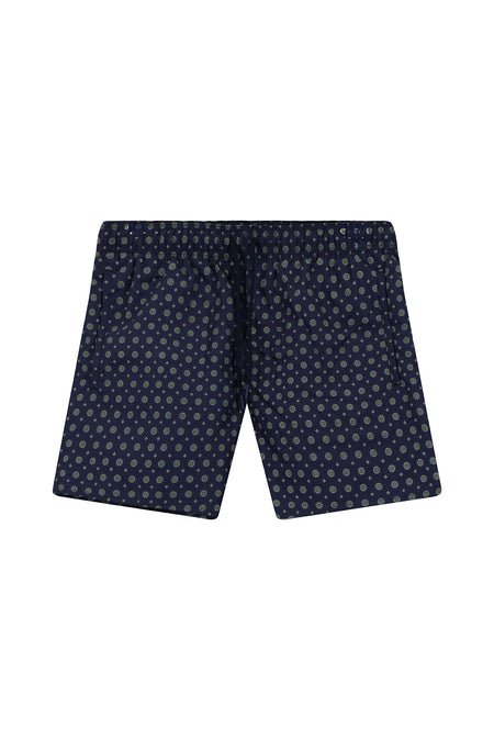 Koyu Lacivert Desenli Deniz Şortu