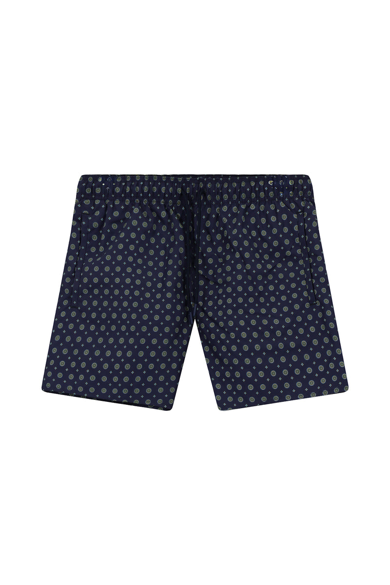 Koyu Lacivert Desenli Deniz Şortu