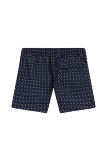 Koyu Lacivert Desenli Deniz Şortu