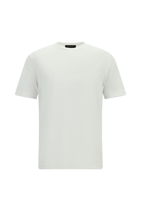 Kırık Beyaz Bisiklet Yaka Regular Fit Modal Karışımlı T-shirt