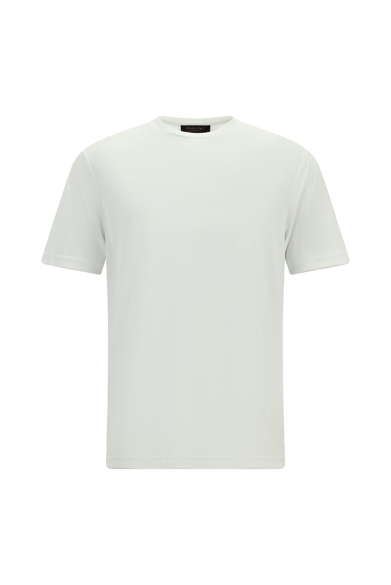 Kırık Beyaz Bisiklet Yaka Regular Fit Modal Karışımlı T-shirt