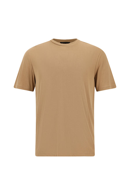 Taba Bisiklet Yaka Regular Fit Modal Karışımlı T-shirt