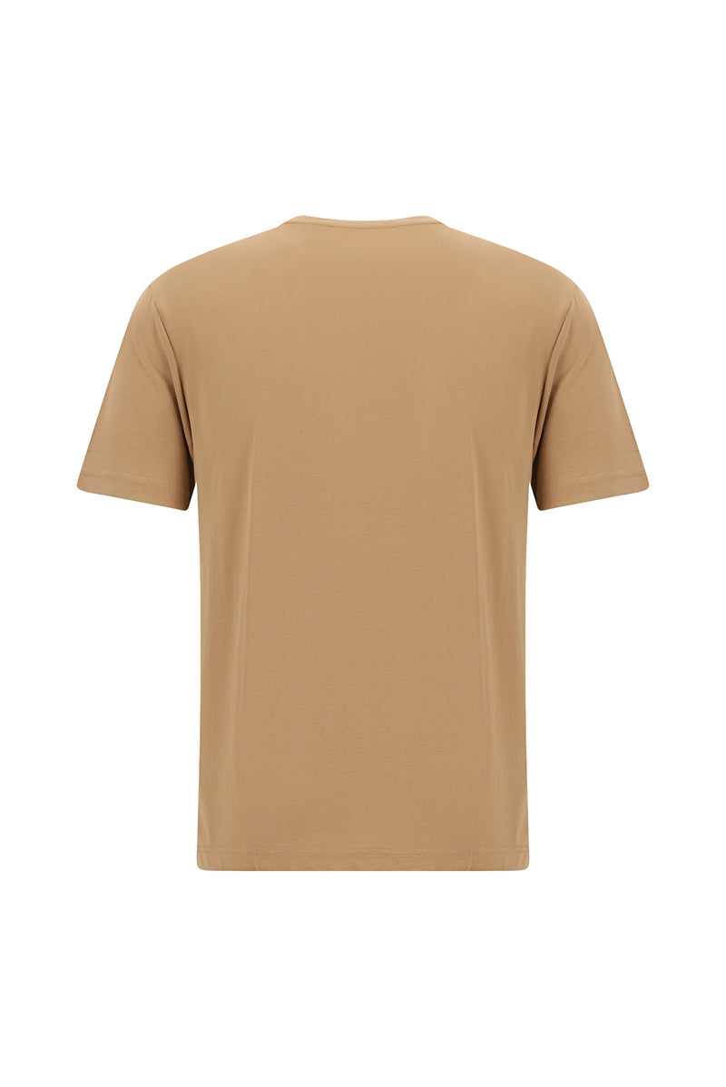 Taba Bisiklet Yaka Regular Fit Modal Karışımlı T-shirt