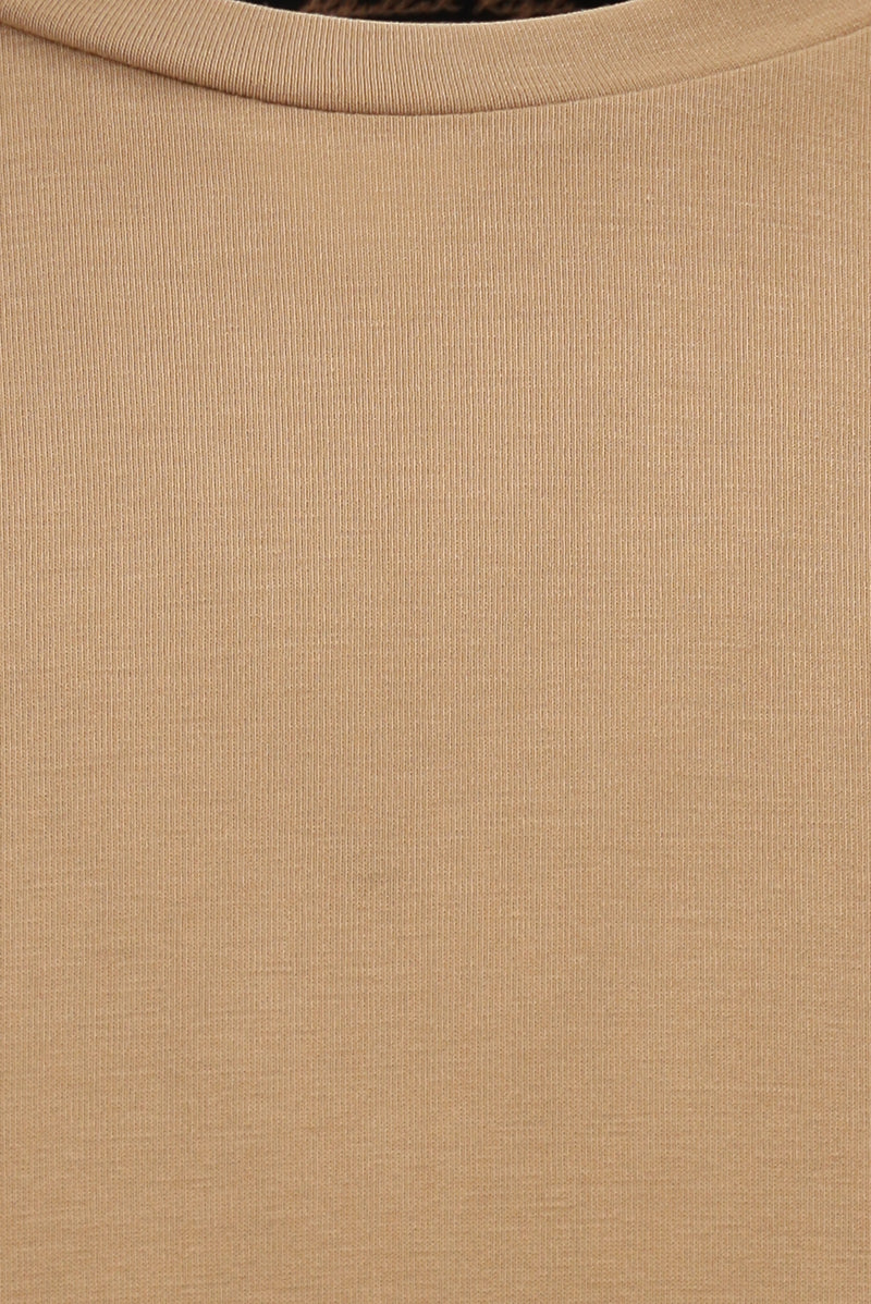 Taba Bisiklet Yaka Regular Fit Modal Karışımlı T-shirt