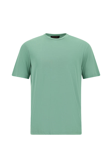 Çağla Yeşili Bisiklet Yaka Regular Fit Modal Karışımlı T-shirt