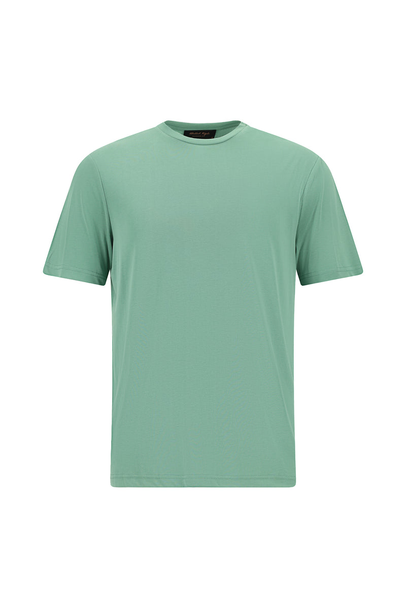 Çağla Yeşili Bisiklet Yaka Regular Fit Modal Karışımlı T-shirt