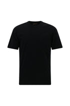 Siyah Bisiklet Yaka Regular Fit Nakışlı Pamuk T-shirt