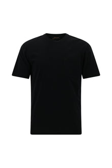 Siyah Bisiklet Yaka Regular Fit Nakışlı Pamuk T-shirt