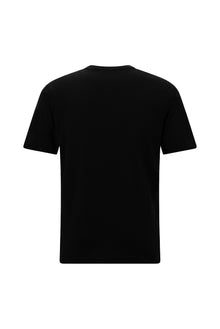 Siyah Bisiklet Yaka Regular Fit Nakışlı Pamuk T-shirt