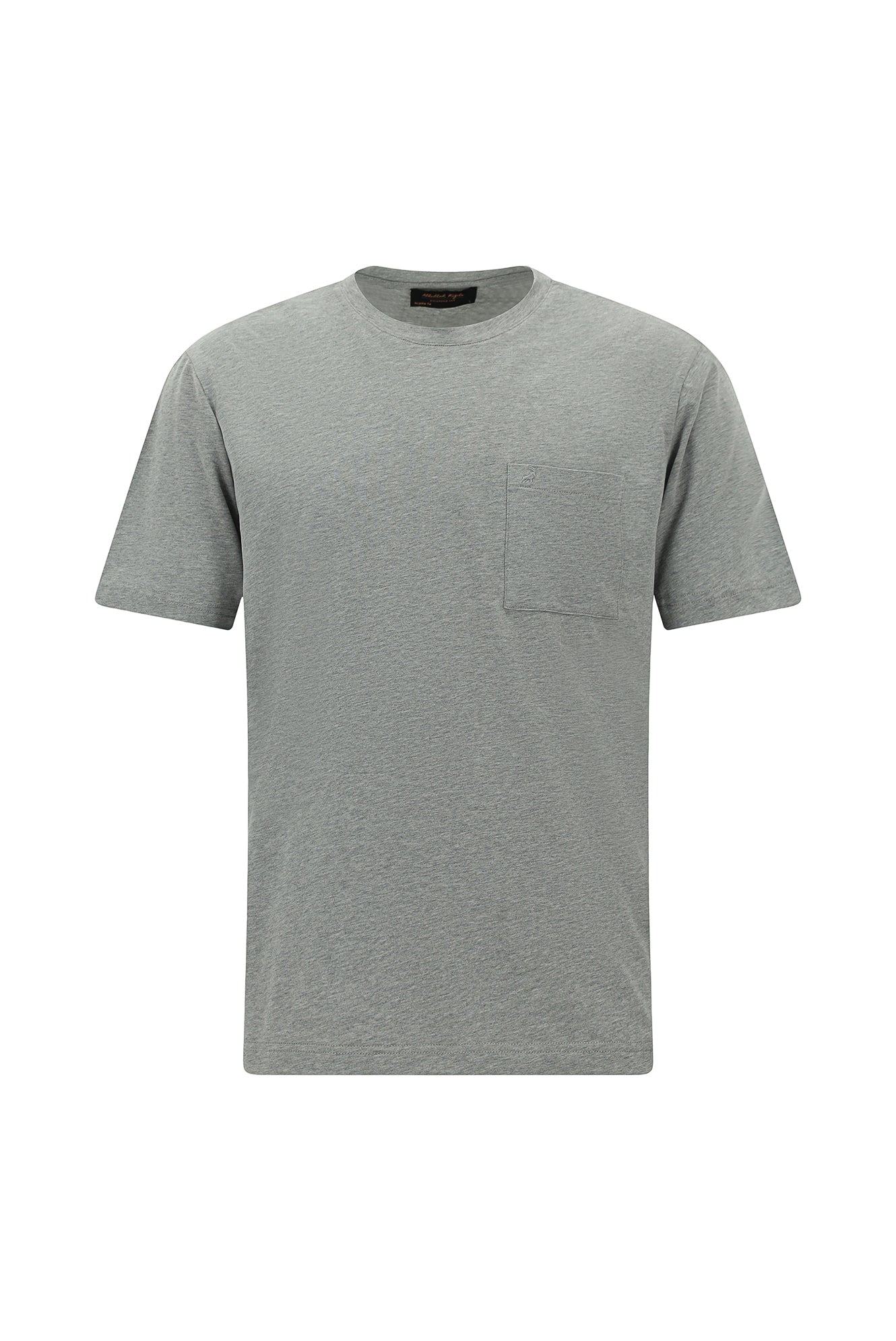 Orta Gri Melanj Bisiklet Yaka Regular Fit Nakışlı Pamuk T-shirt