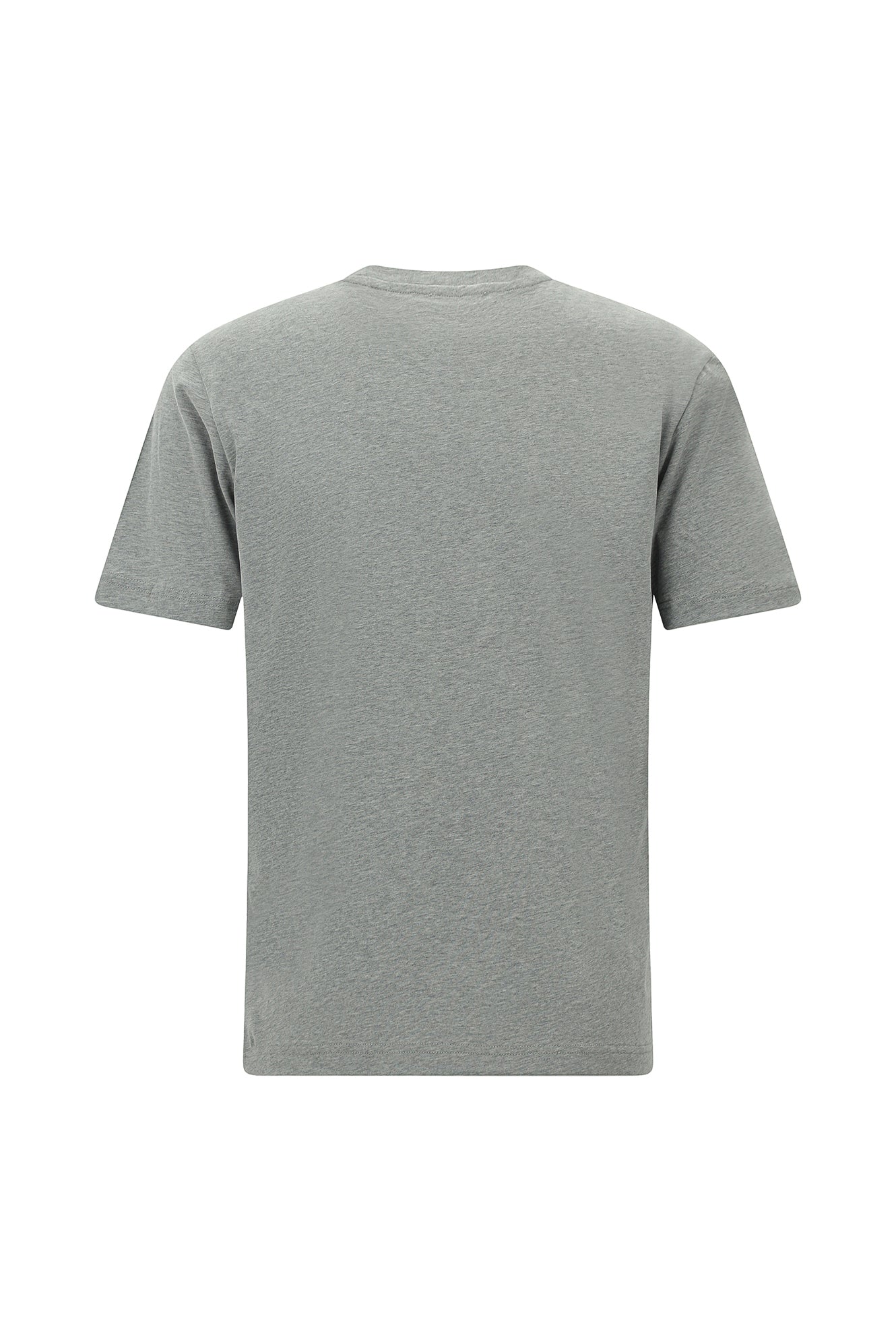 Orta Gri Melanj Bisiklet Yaka Regular Fit Nakışlı Pamuk T-shirt