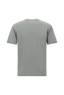 Orta Gri Melanj Bisiklet Yaka Regular Fit Nakışlı Pamuk T-shirt