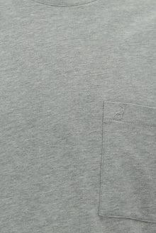 Orta Gri Melanj Bisiklet Yaka Regular Fit Nakışlı Pamuk T-shirt