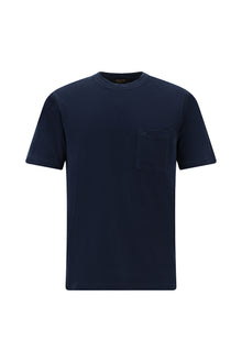 Koyu Lacivert Bisiklet Yaka Regular Fit Nakışlı Pamuk T-shirt