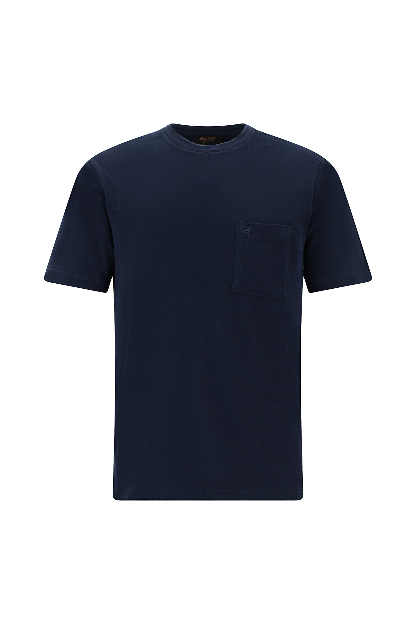 Koyu Lacivert Bisiklet Yaka Regular Fit Nak??l? Pamuk T-shirt-Abdullah Ki??l?
