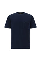 Koyu Lacivert Bisiklet Yaka Regular Fit Nak??l? Pamuk T-shirt-Abdullah Ki??l?
